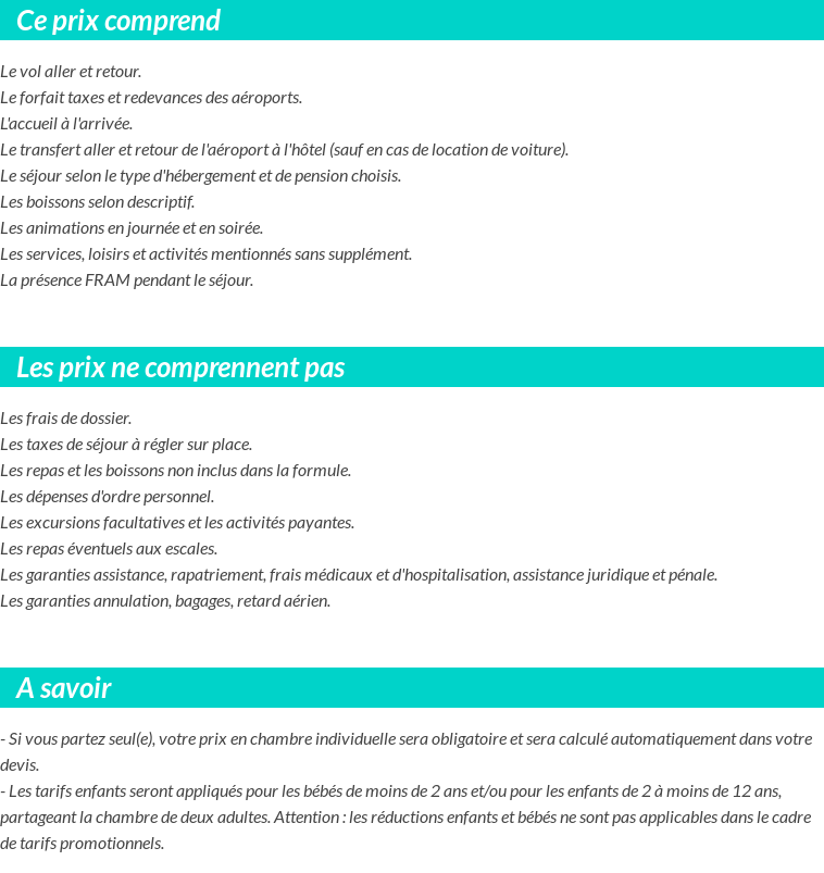 Conditions tarifaires