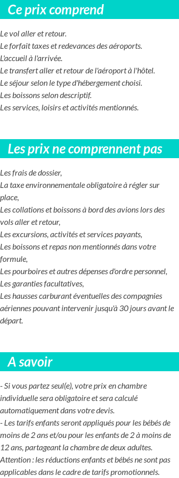 Conditions tarifaires