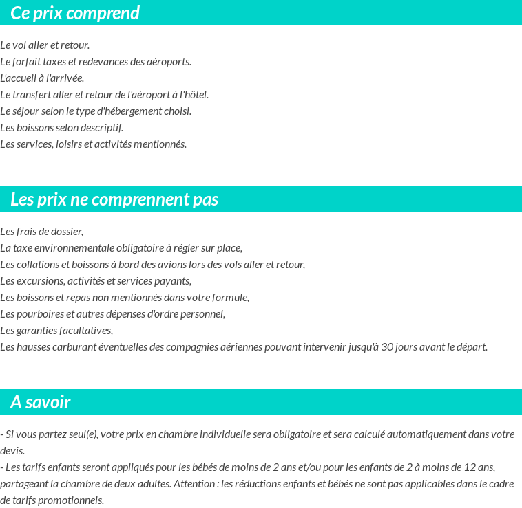 Conditions tarifaires