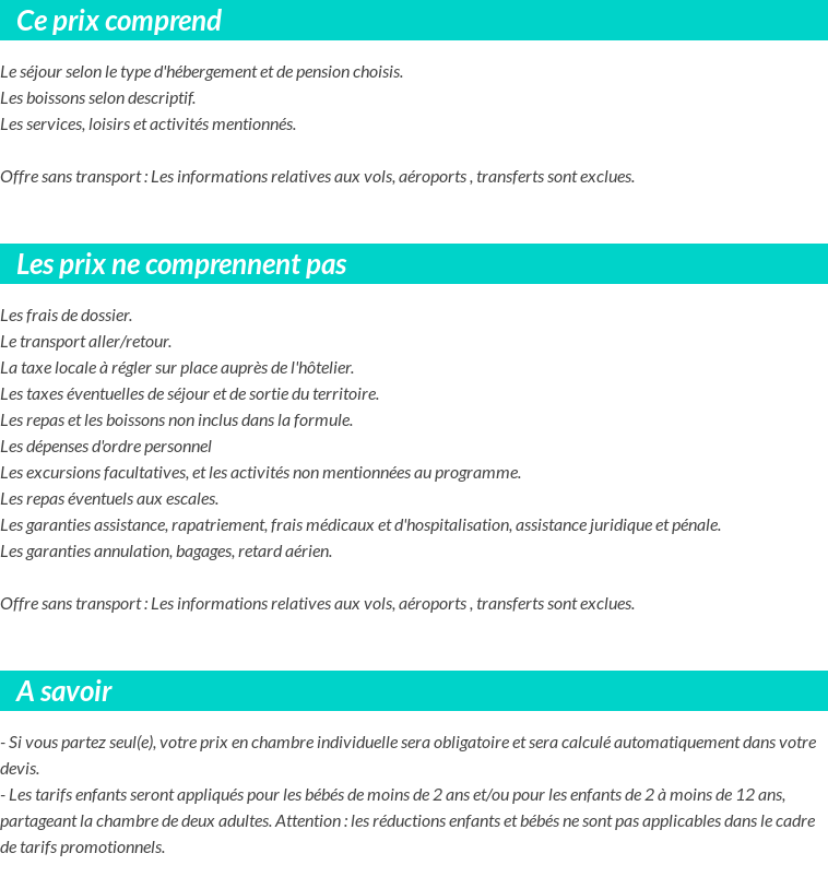 Conditions tarifaires