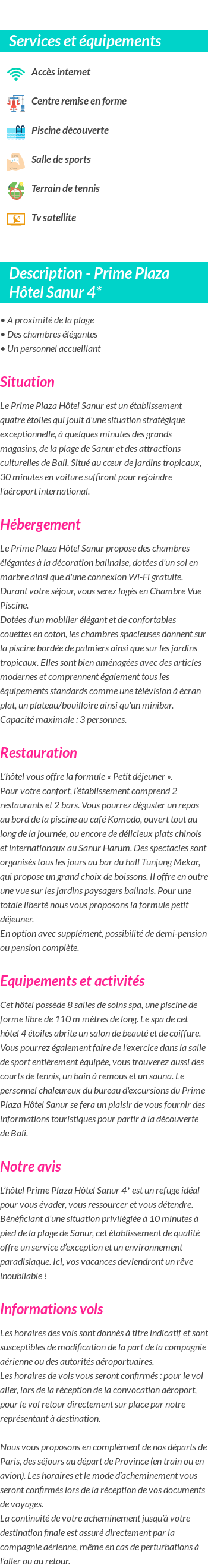 Détails du séjour