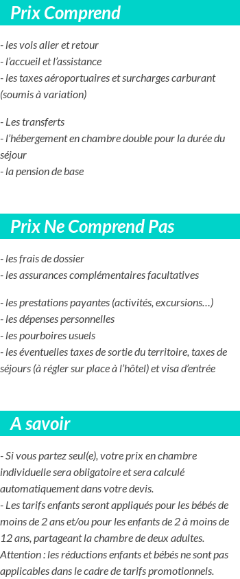 Conditions tarifaires