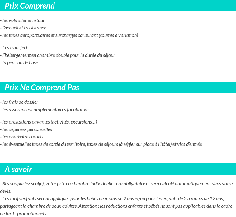 Conditions tarifaires