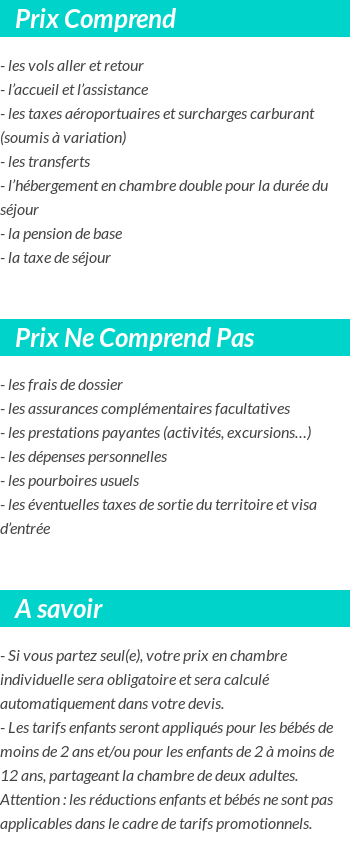 Conditions tarifaires