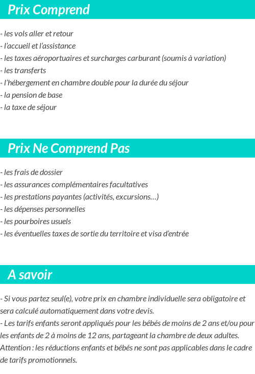 Conditions tarifaires