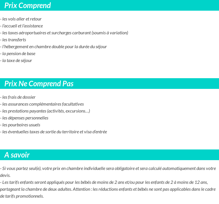 Conditions tarifaires