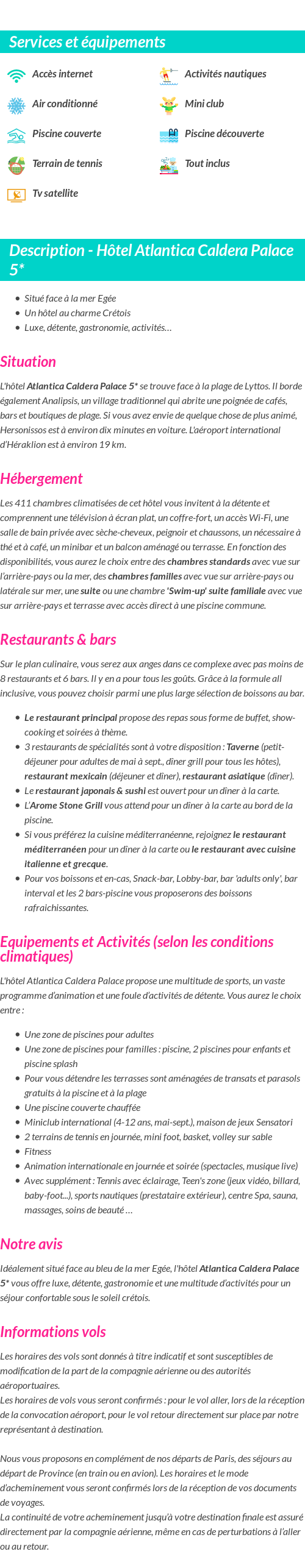 Détails du séjour