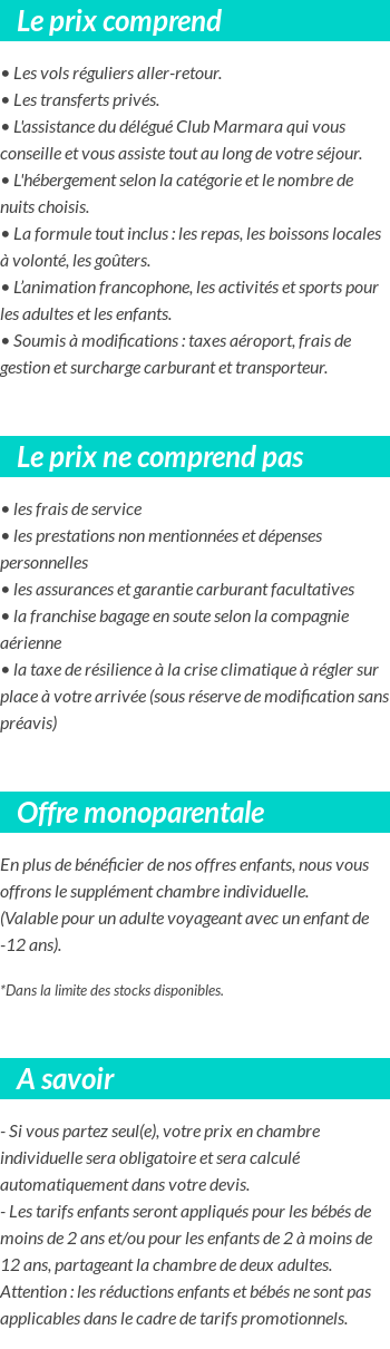 Conditions tarifaires