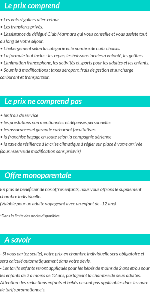 Conditions tarifaires