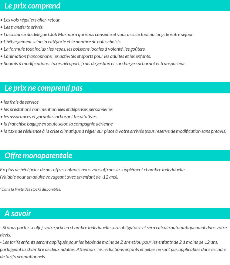 Conditions tarifaires