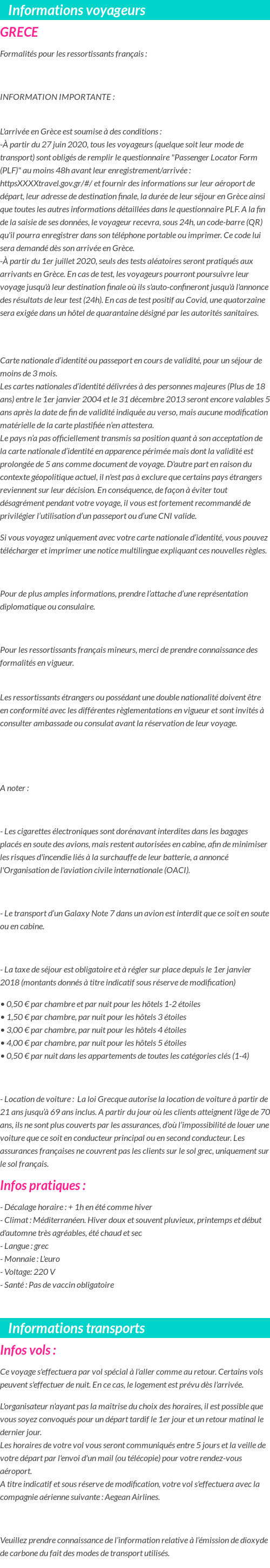 Formalités et infos voyageurs