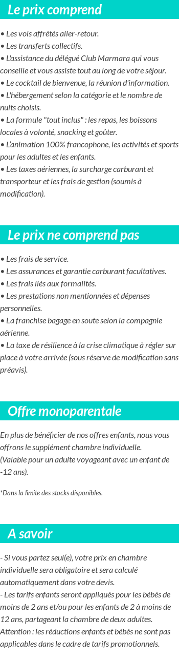 Conditions tarifaires