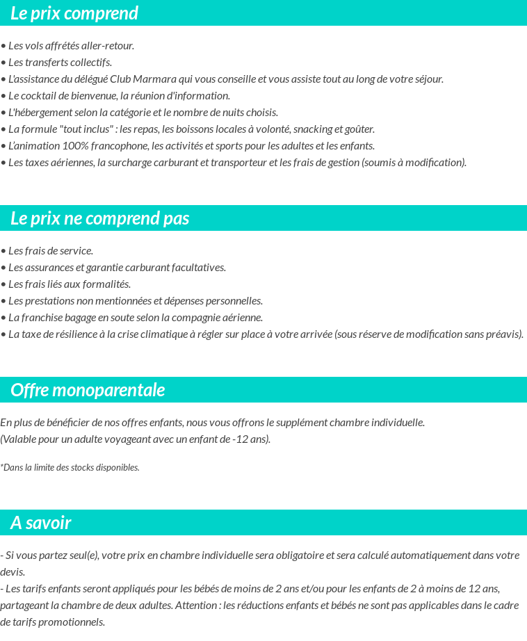 Conditions tarifaires