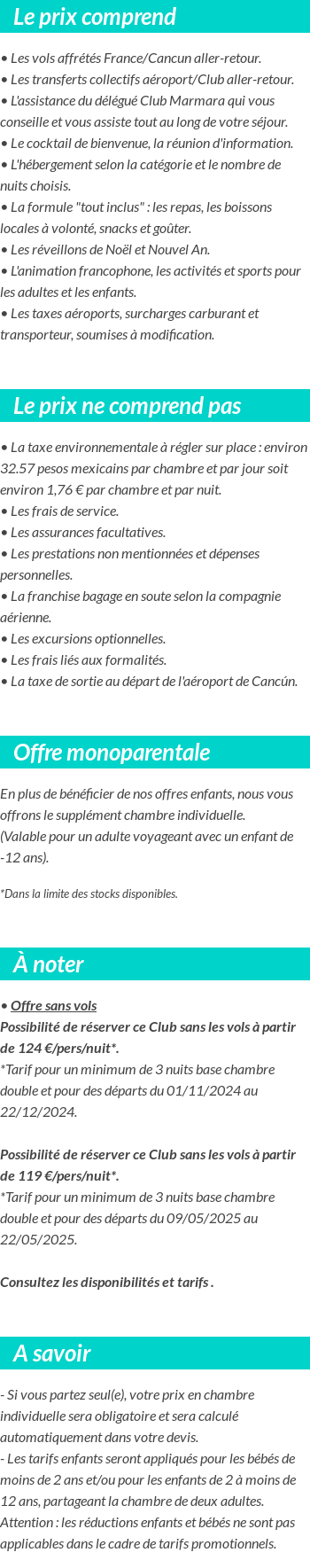 Conditions tarifaires