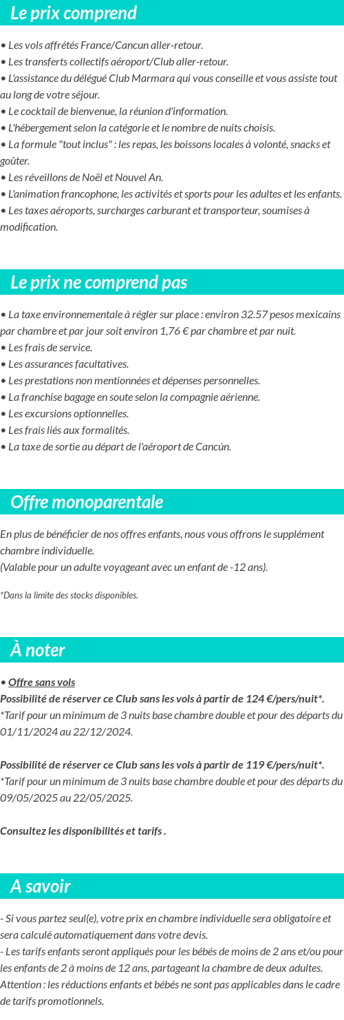 Conditions tarifaires