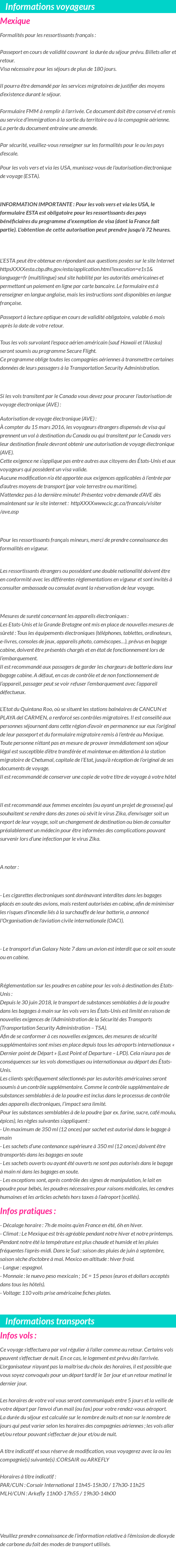 Formalités et infos voyageurs