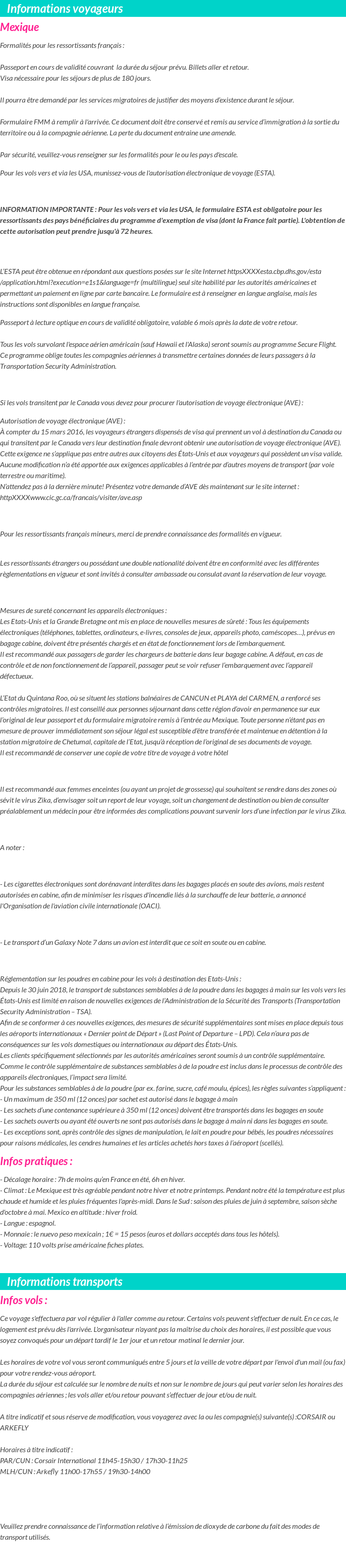 Formalités et infos voyageurs