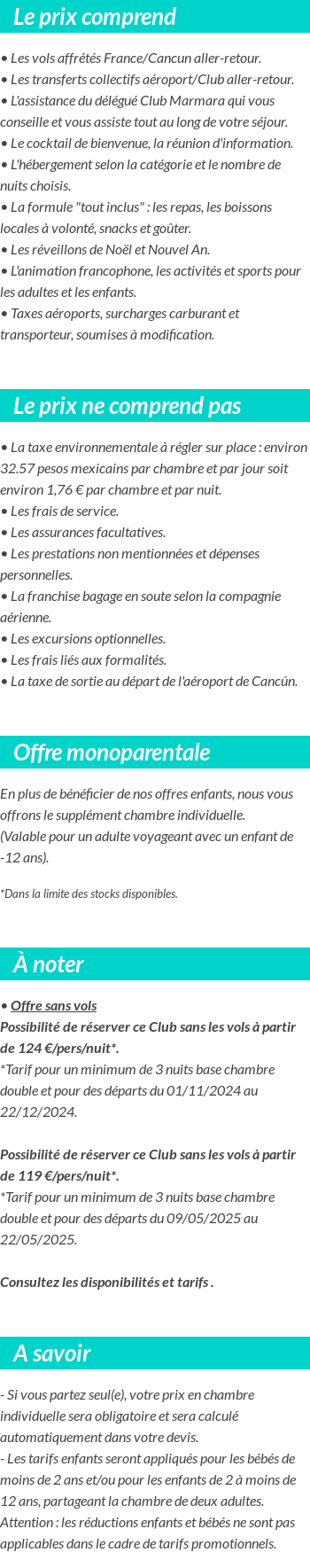 Conditions tarifaires