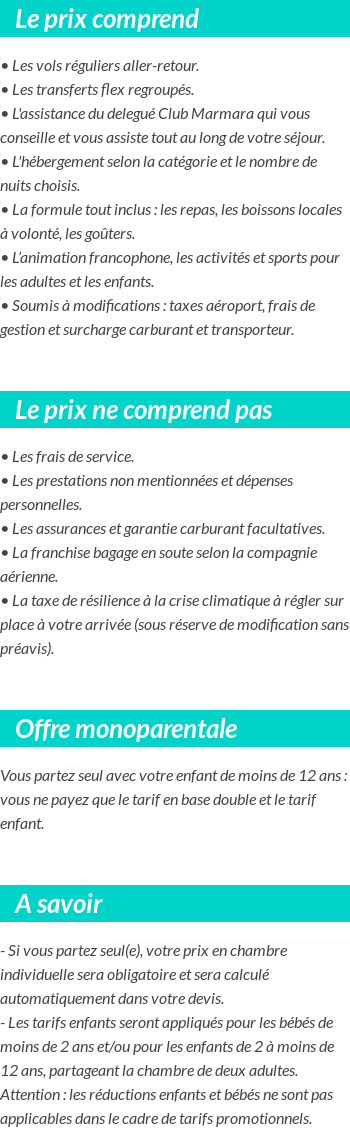 Conditions tarifaires