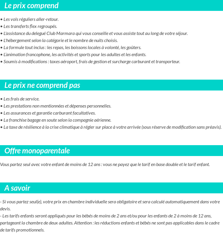 Conditions tarifaires