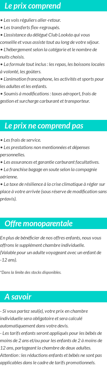 Conditions tarifaires