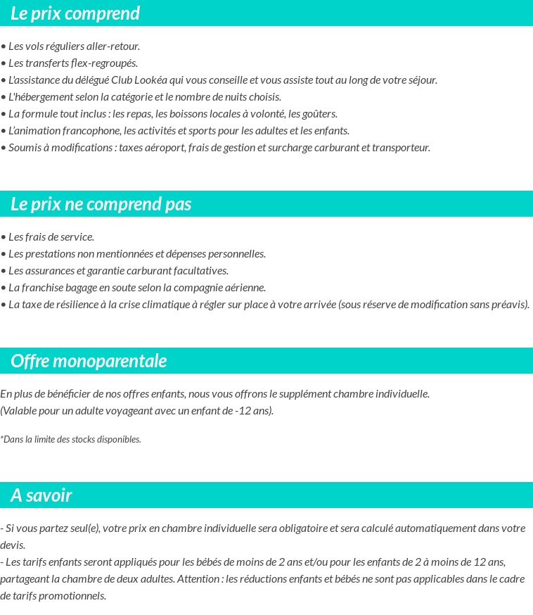 Conditions tarifaires