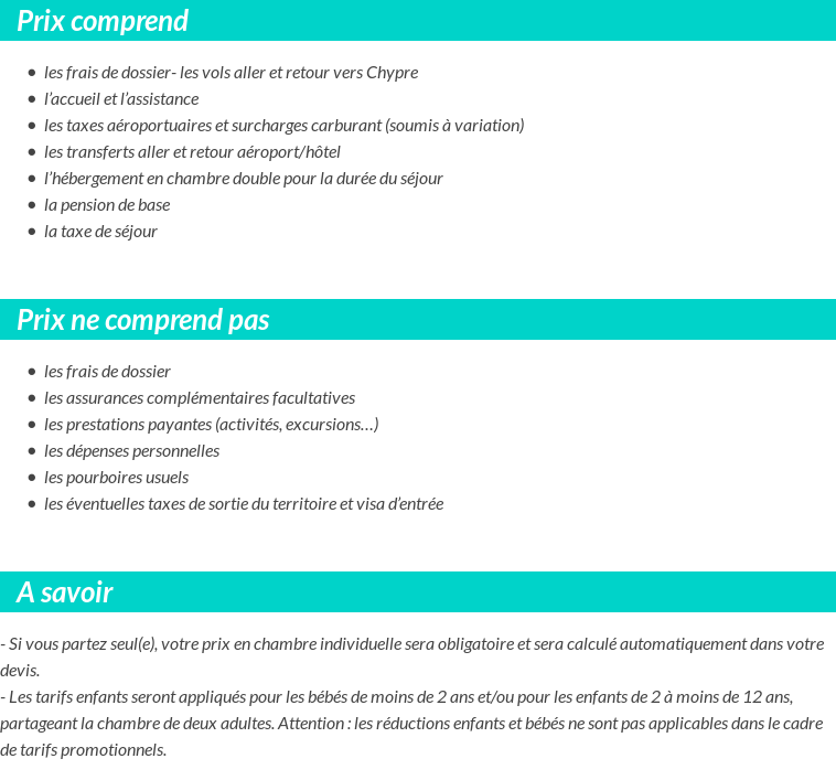 Conditions tarifaires