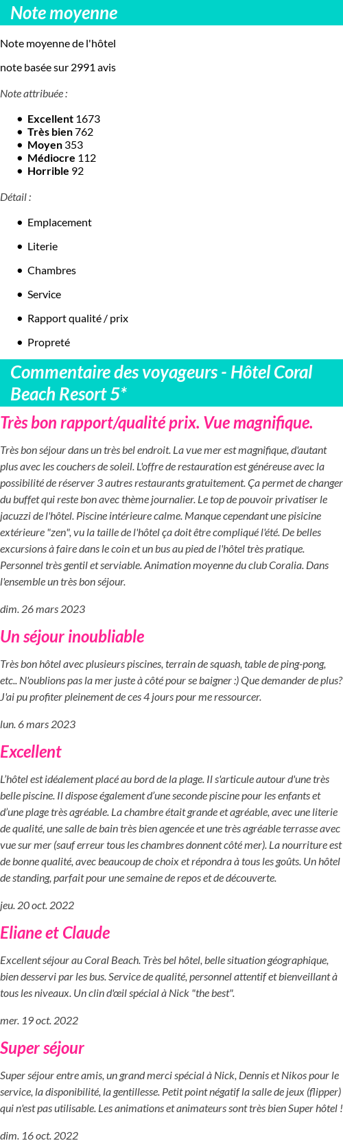Avis clients
