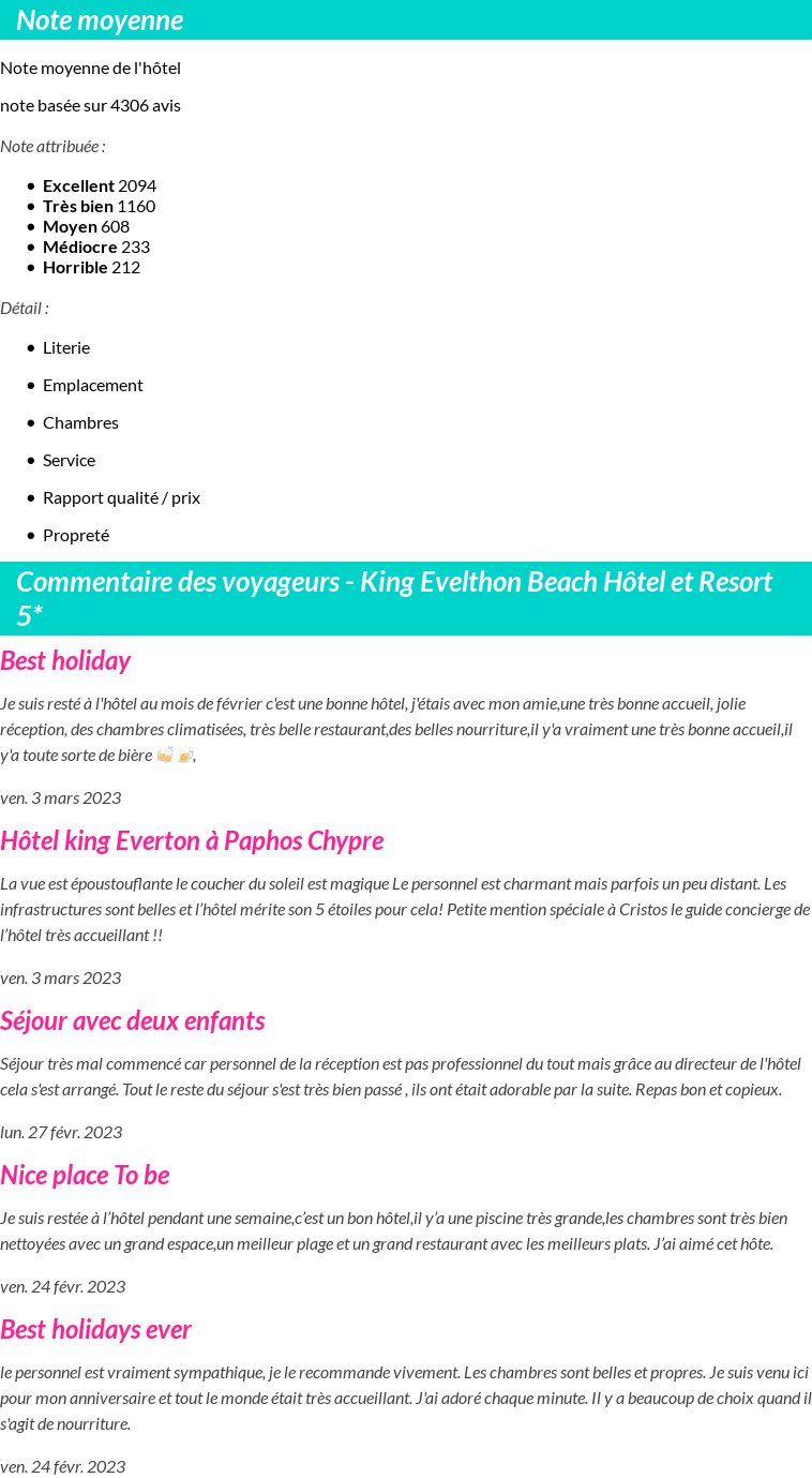 Avis clients