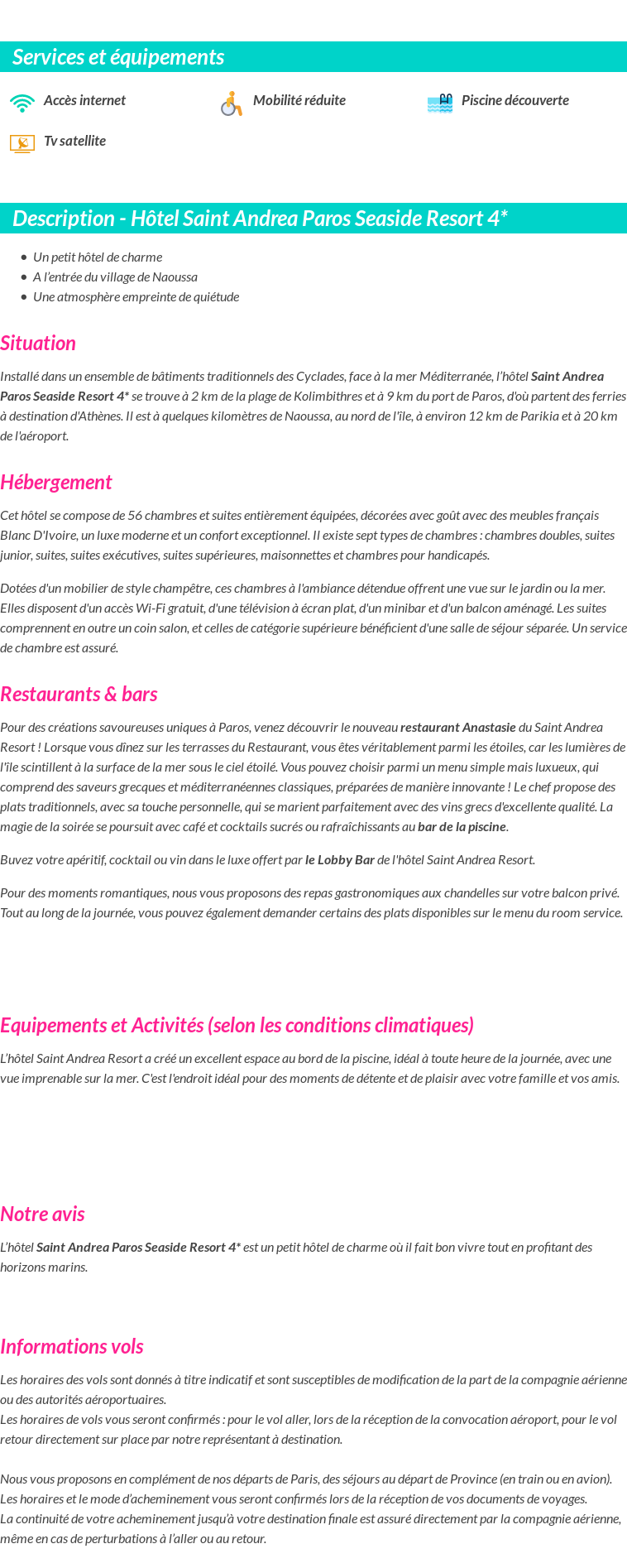 Détails du séjour