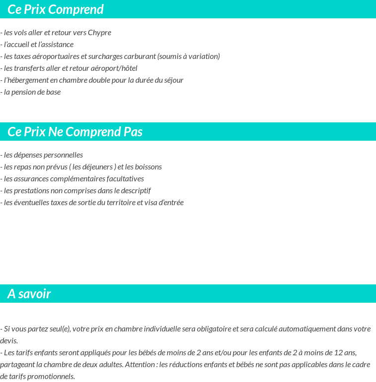 Conditions tarifaires