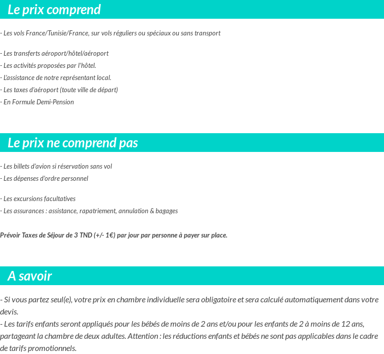 Conditions tarifaires