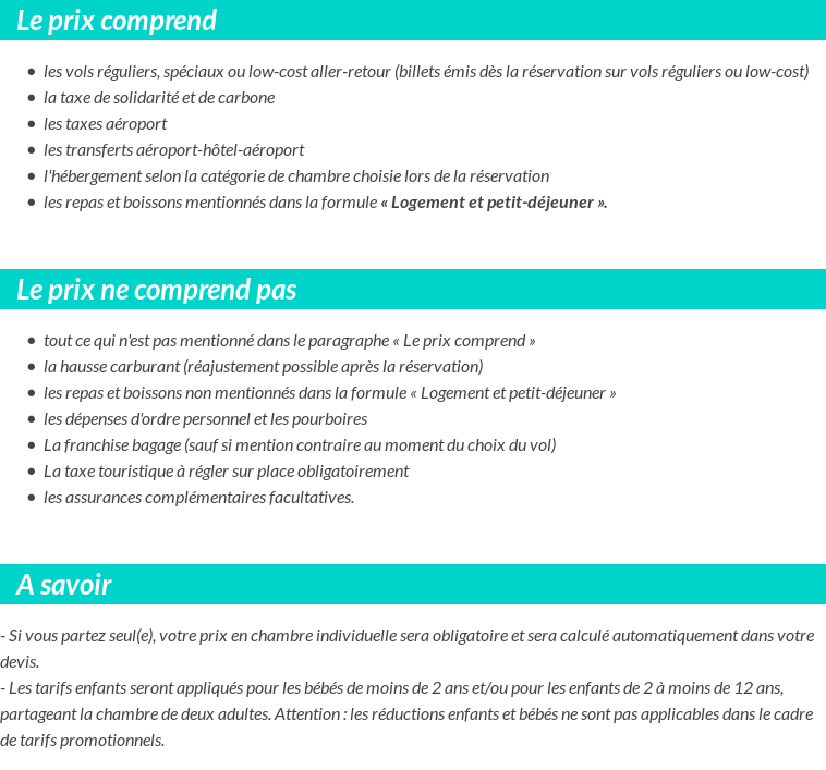 Conditions tarifaires