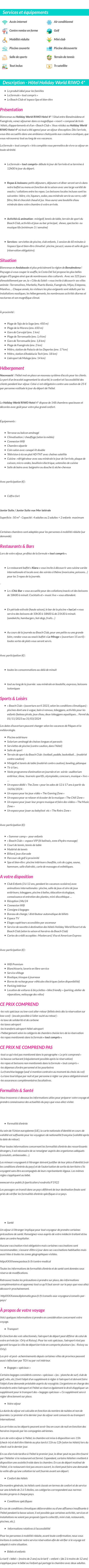 Détails du séjour