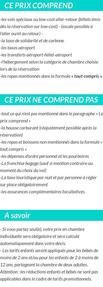 Conditions tarifaires