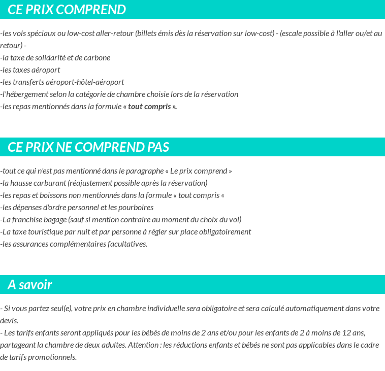 Conditions tarifaires