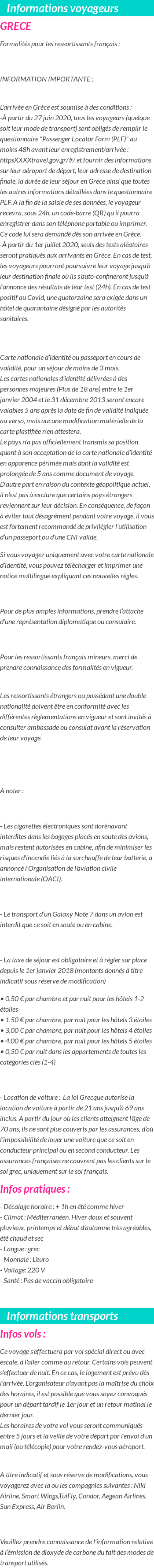 Formalités et infos voyageurs