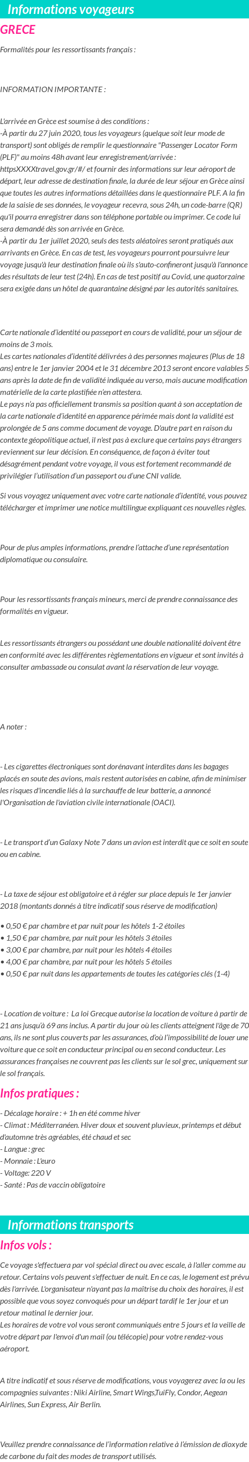 Formalités et infos voyageurs