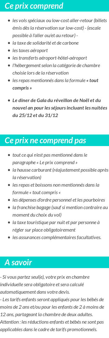 Conditions tarifaires