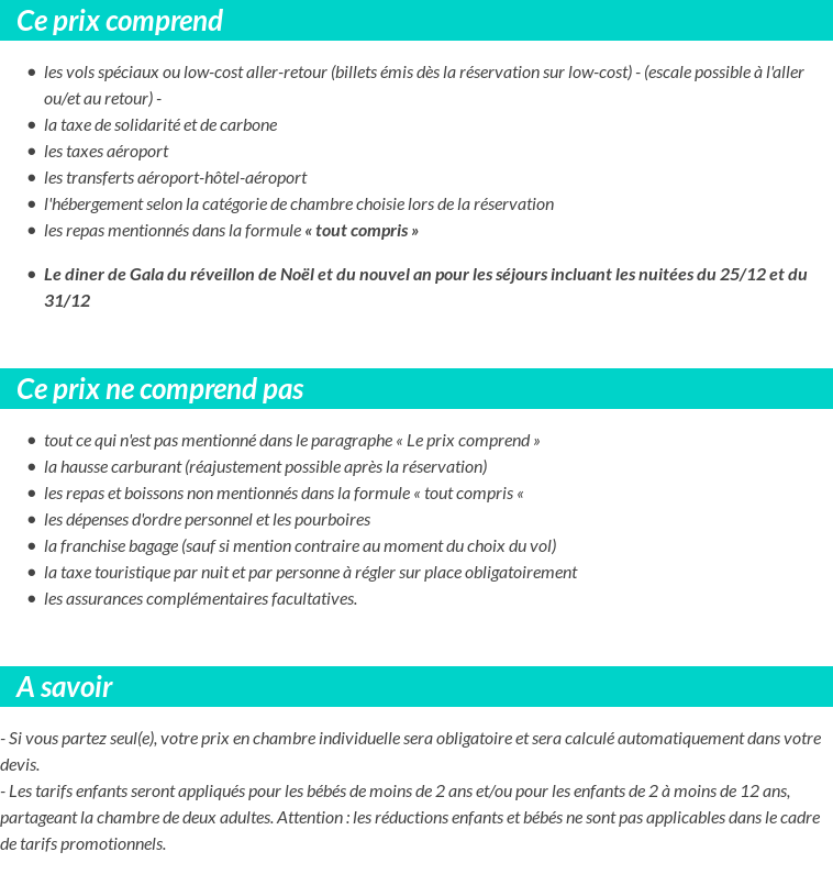 Conditions tarifaires