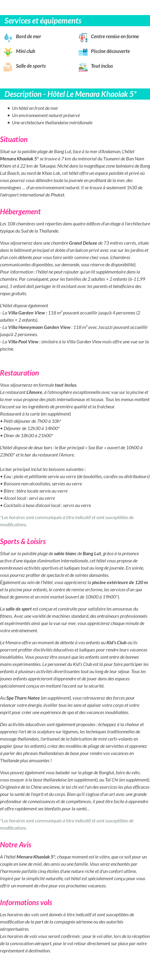 Détails du séjour