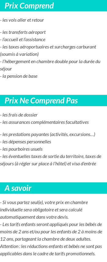Conditions tarifaires