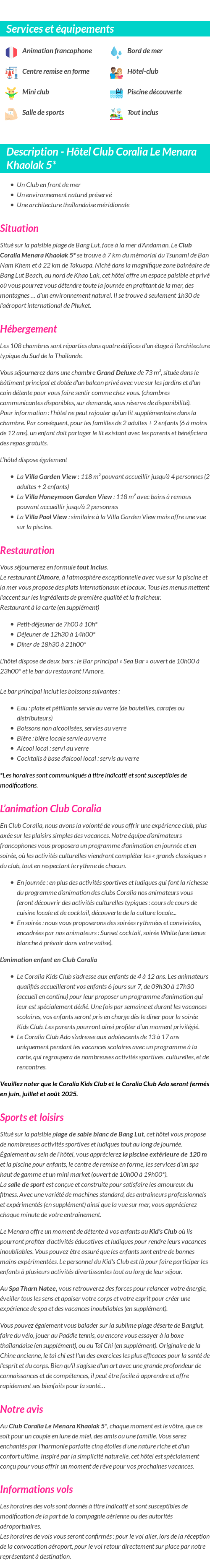 Détails du séjour