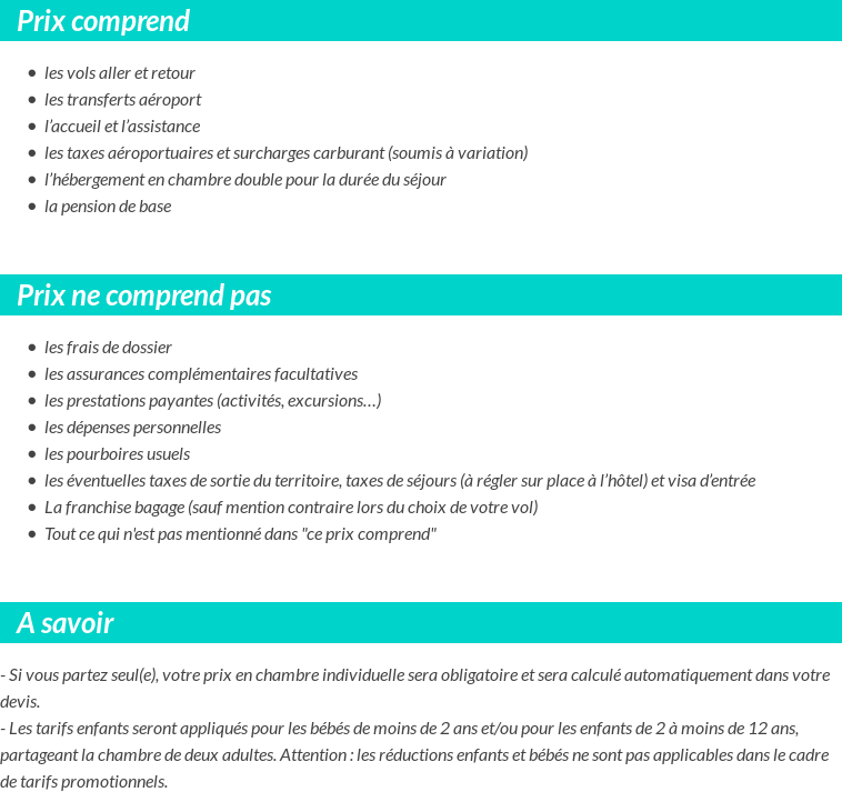 Conditions tarifaires