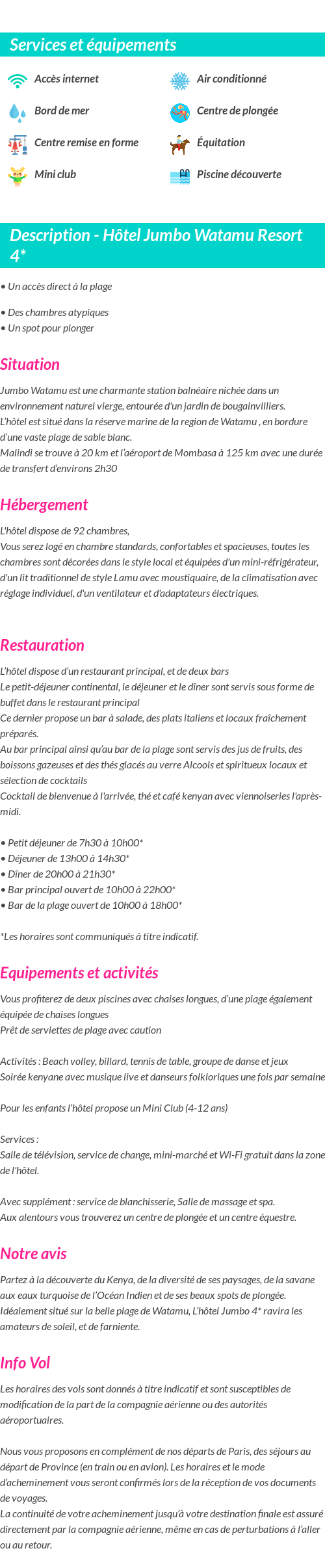 Détails du séjour