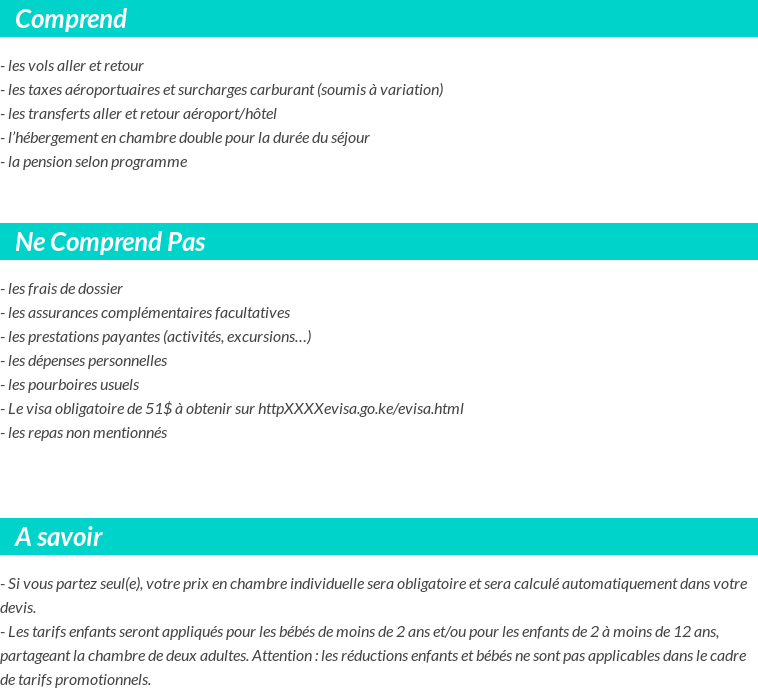 Conditions tarifaires