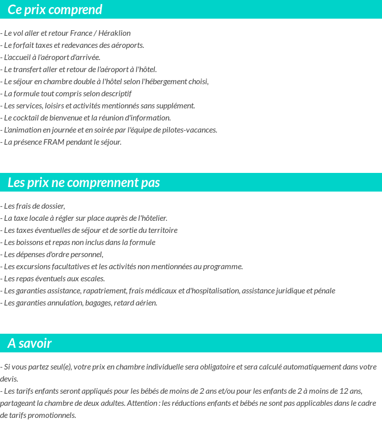Conditions tarifaires
