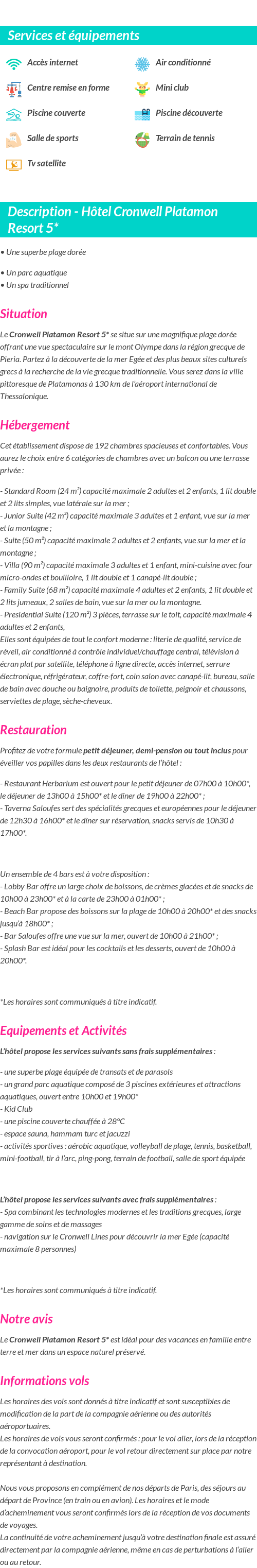 Détails du séjour