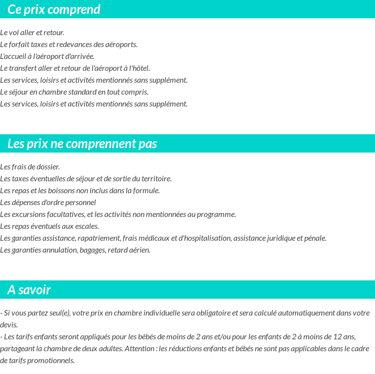 Conditions tarifaires