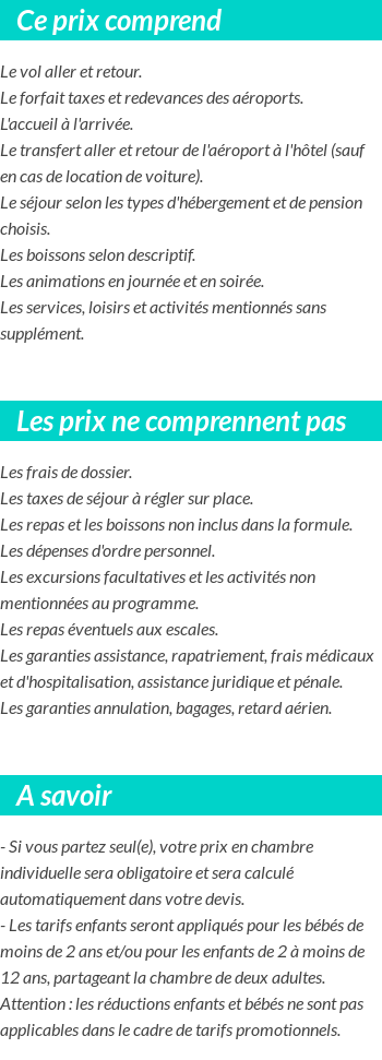 Conditions tarifaires